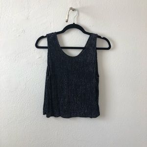 Vintage Black Silver Shimmery Tank S